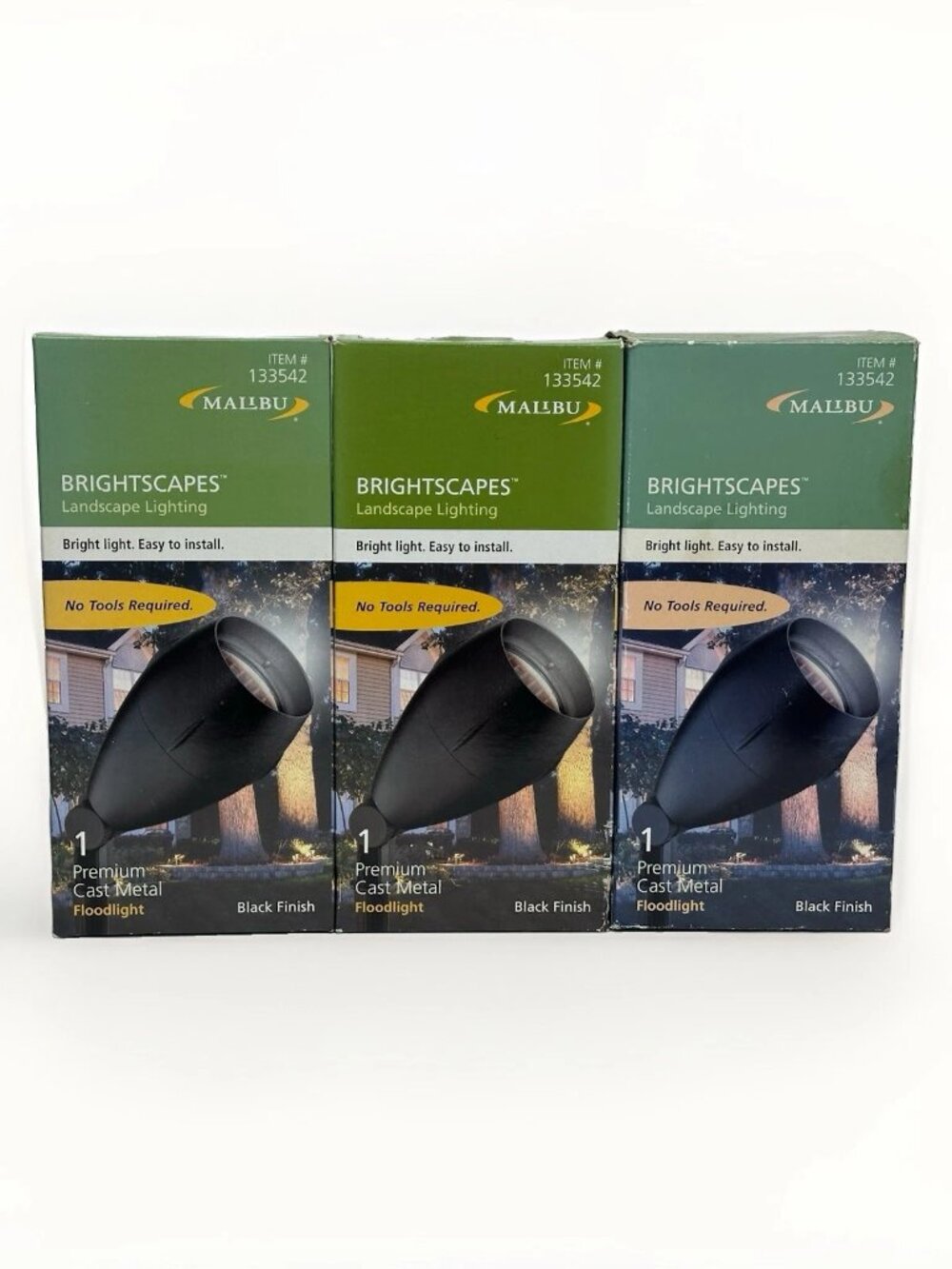 3 NEW Malibu Brightscapes Cast Metal Flood Lights Low Voltage 133542 Black